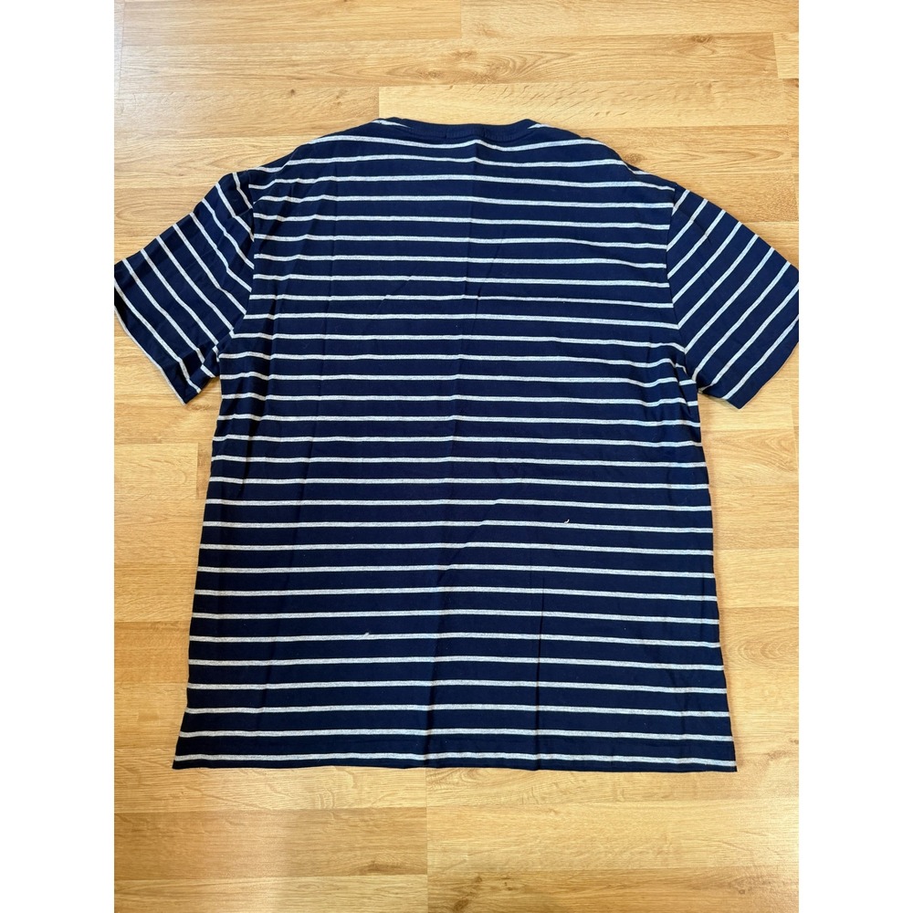 Polo Ralph Lauren Mens Lg Navy Blue White Striped Crewneck T-Shirt Classic Fit